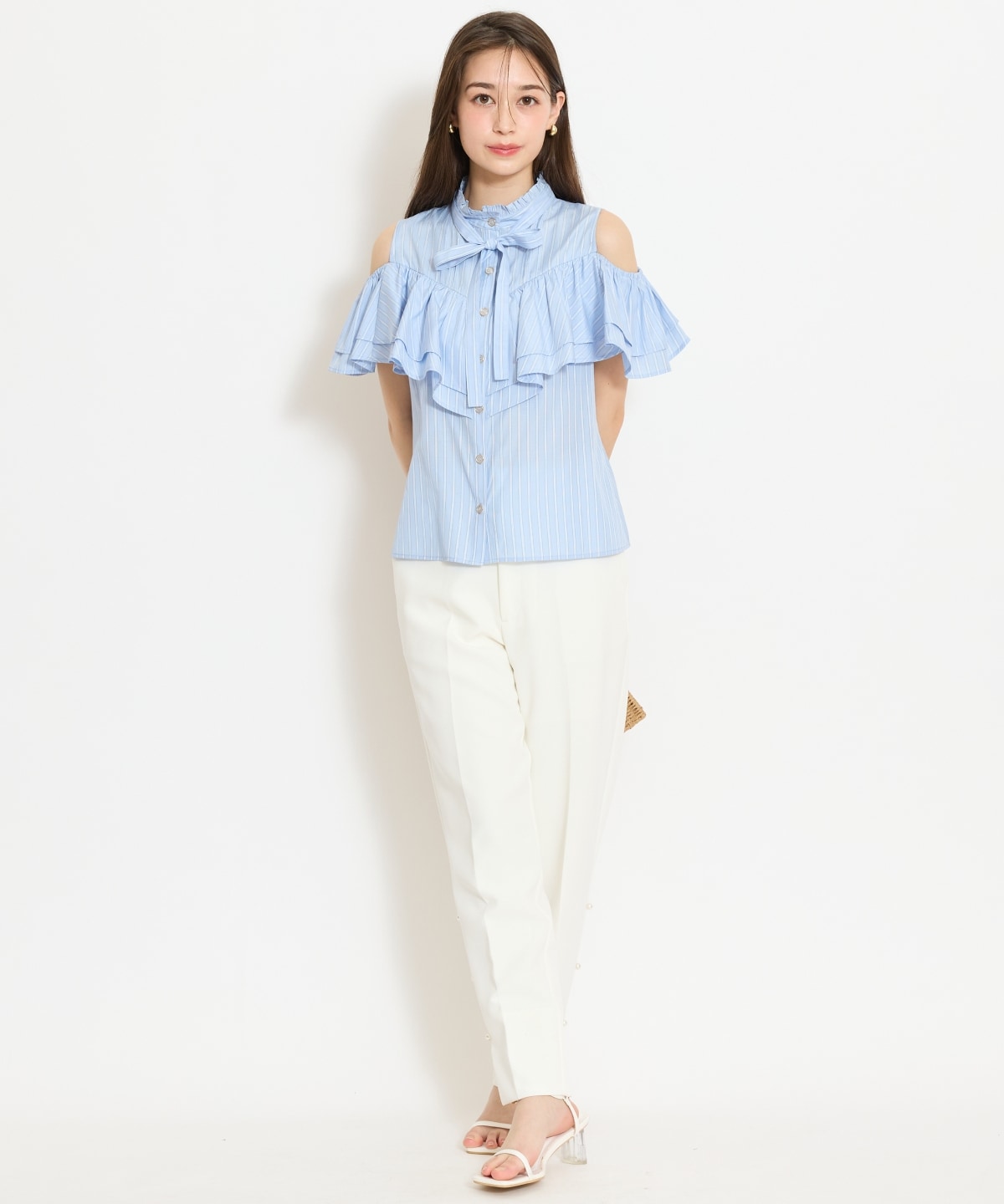 パールデザインテーパードパンツ