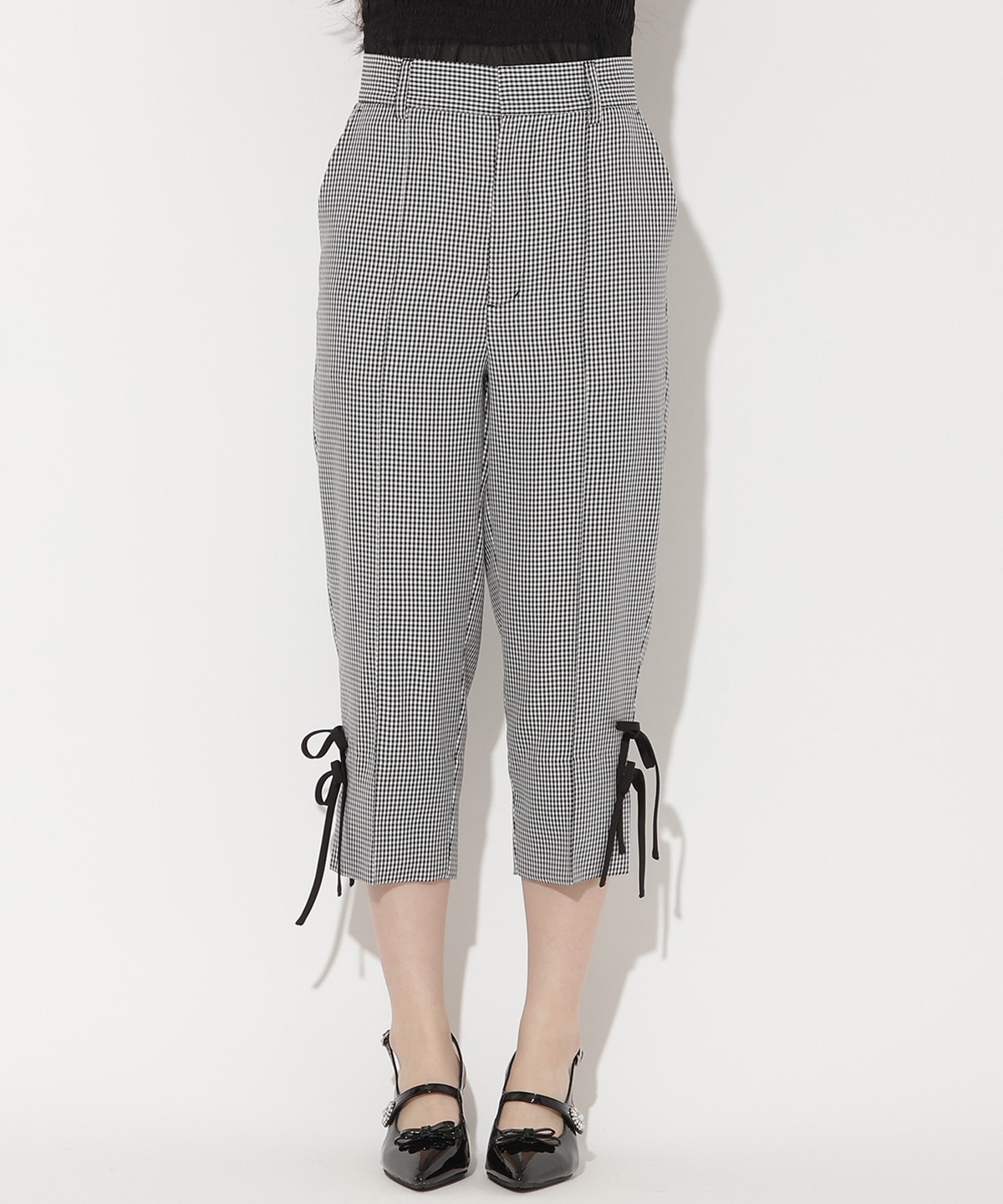 サイドリボンクロップドパンツ