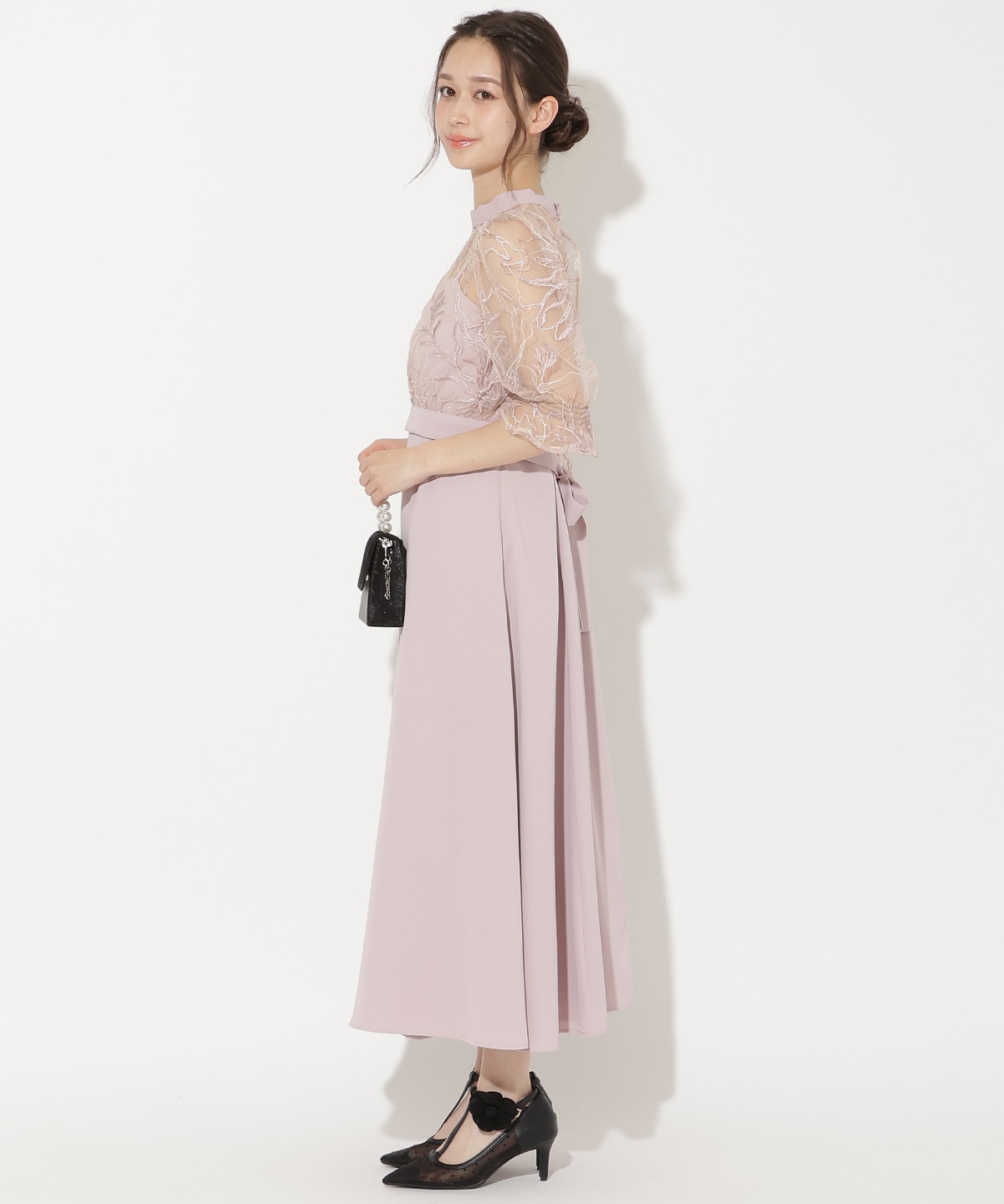 バックウエストリボンブラウス×フレアキャミワンピース