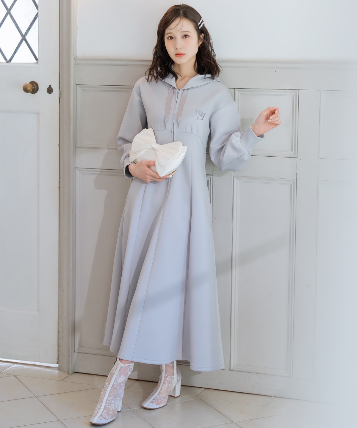 【2/27(fri)20時発売】ハイウエスト切替パーカーワンピース