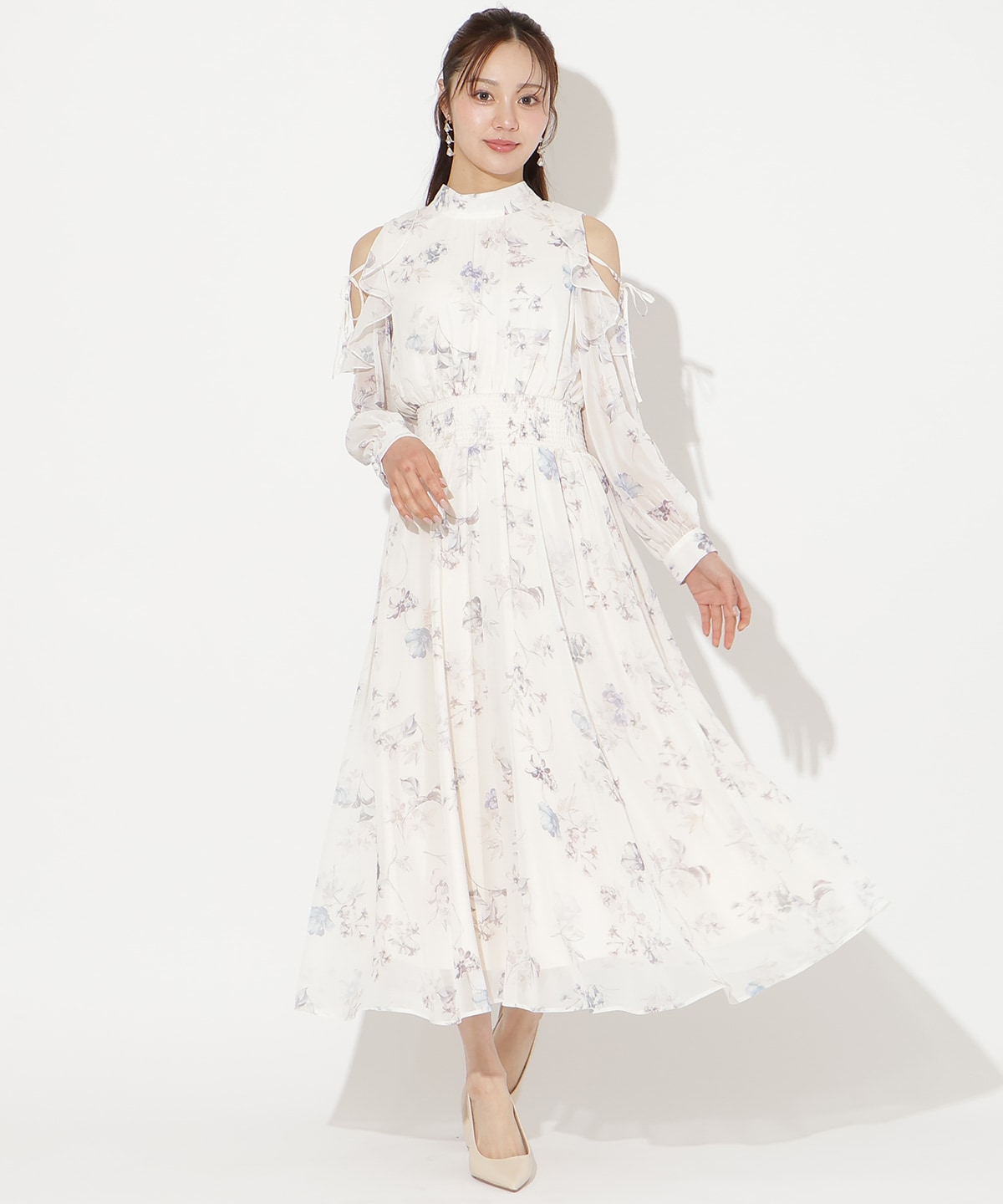 【2/27(fri)発売】フラワープリントフリルスリーブワンピース