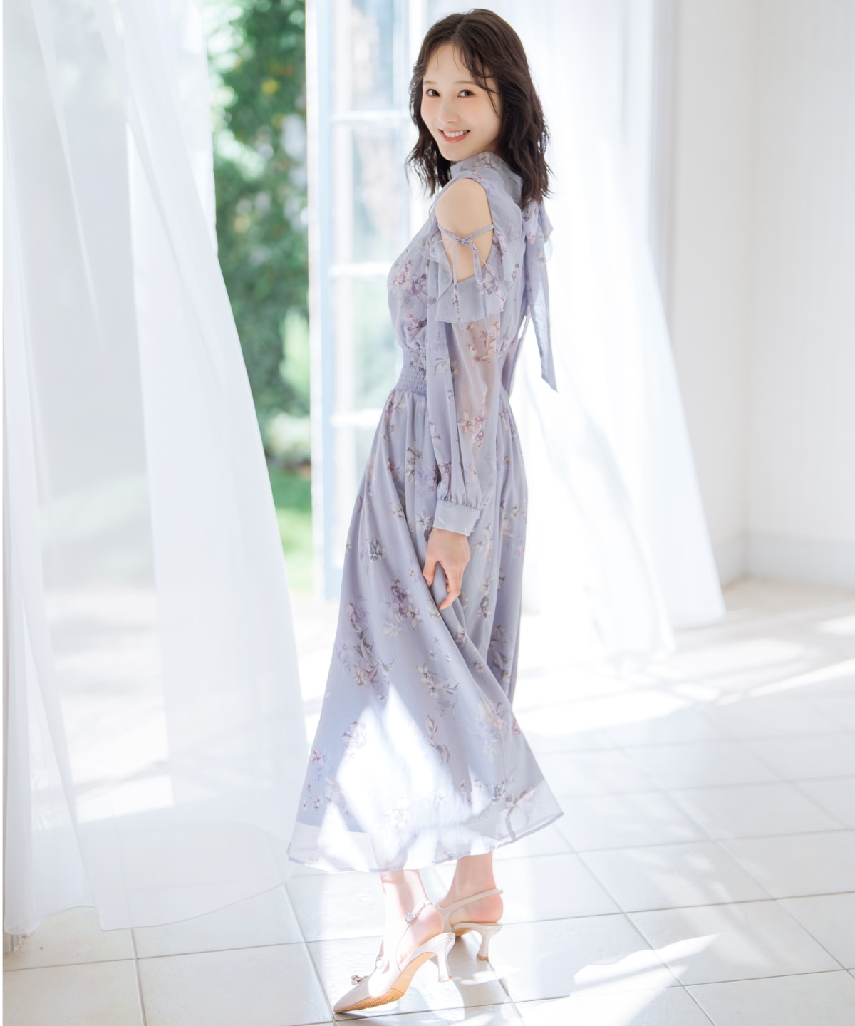 【2/27(fri)発売】フラワープリントフリルスリーブワンピース