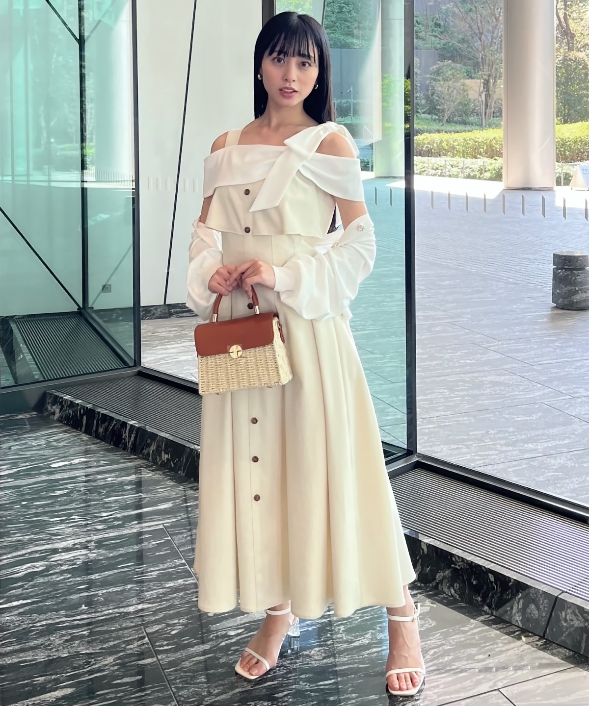 アシメリボンレイヤードワンピース