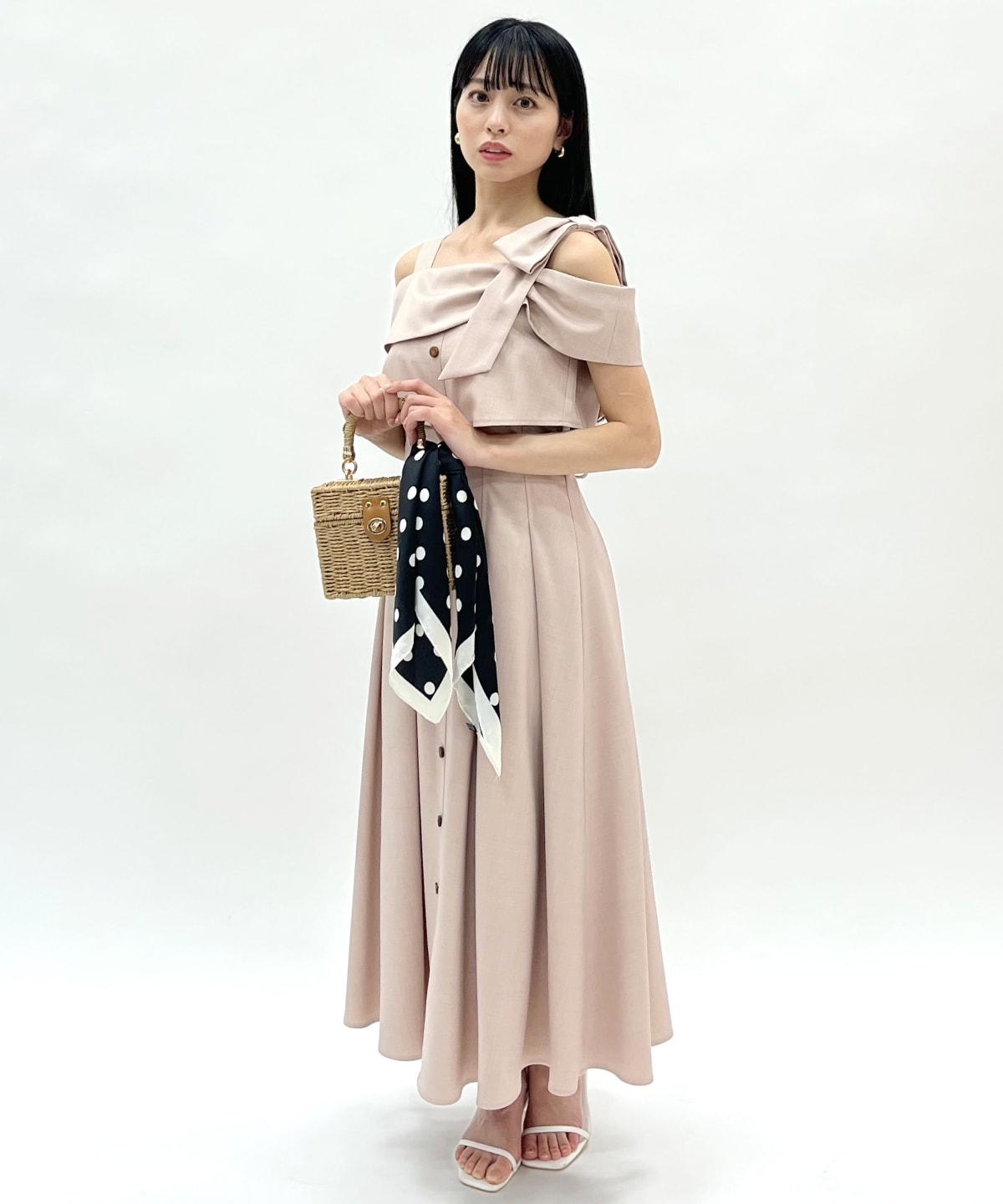 アシメリボンレイヤードワンピース