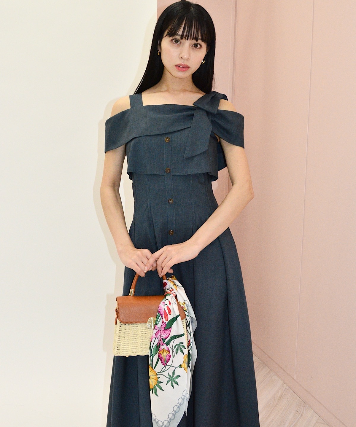 アシメリボンレイヤードワンピース