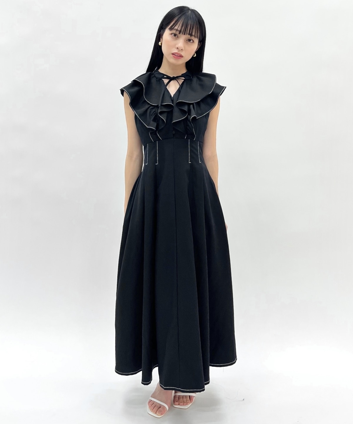 ナローリボンラッフルフリルワンピース