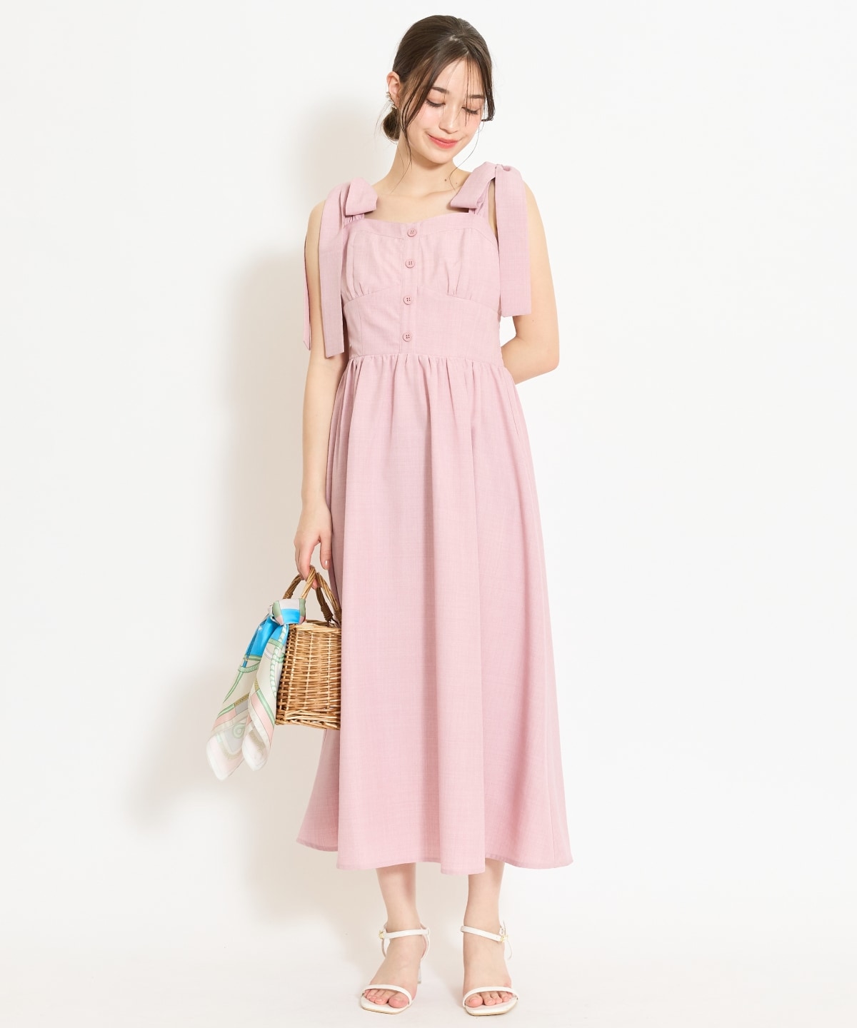 【4/24(fri)10時予約開始】リボンショルダーギャザーワンピース