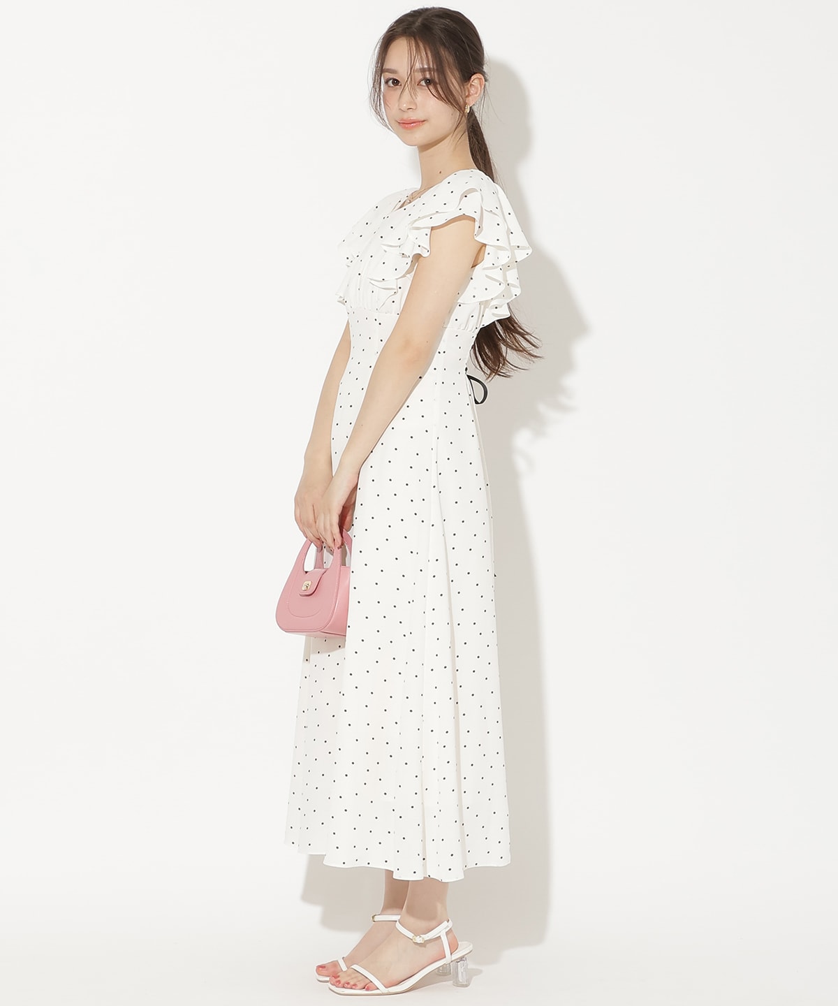 フリルスリーブフレアワンピース