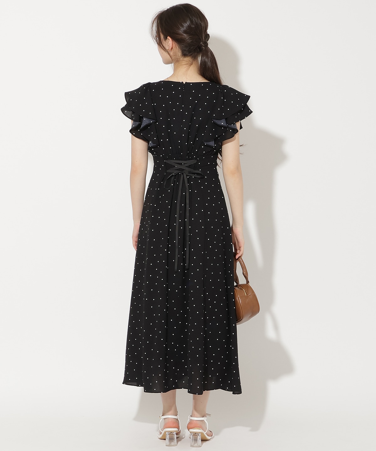 フリルスリーブフレアワンピース