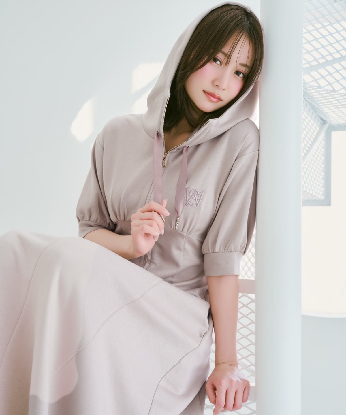 【5/14(thu)10時発売】ハイウエスト切替パーカーワンピース