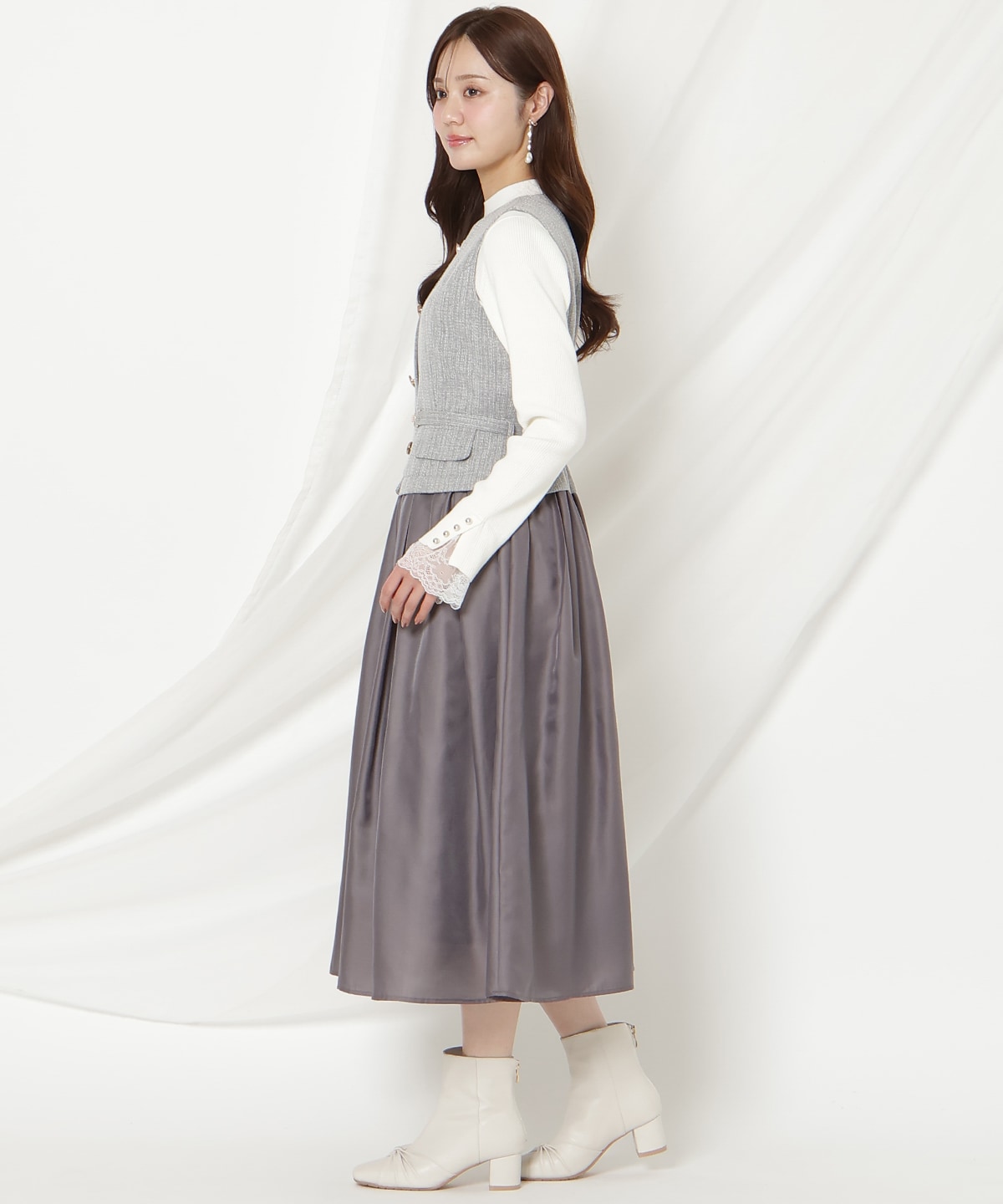 ツイードドッキングジレワンピース