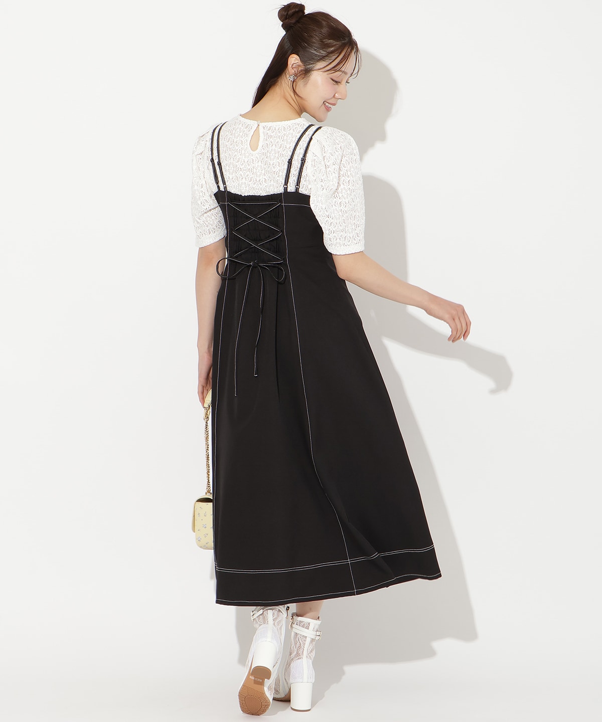 ステッチデザインフレアキャミワンピース