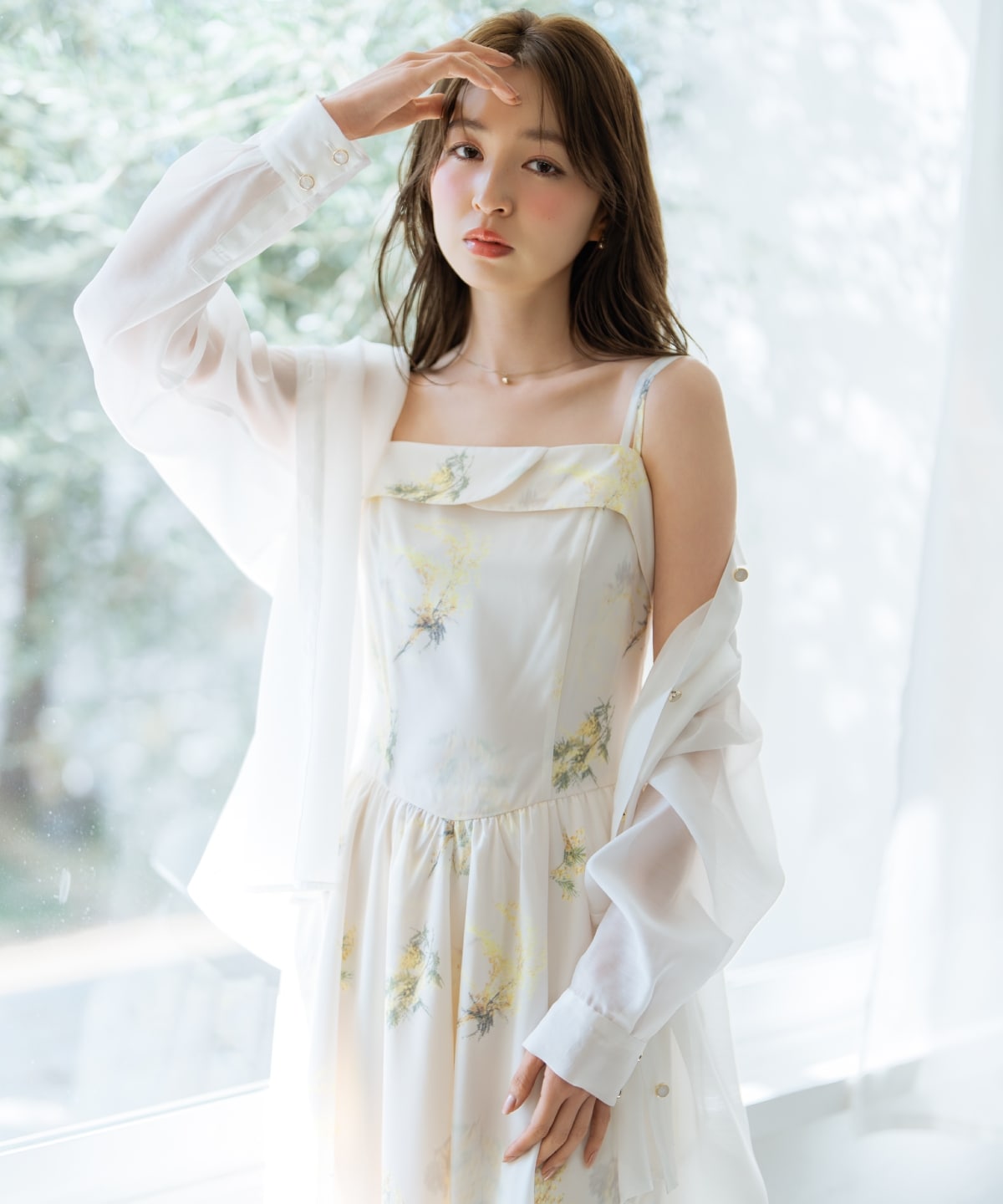 ミモザプリントキャミワンピース