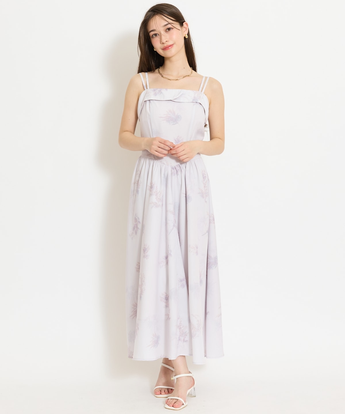 ミモザプリントキャミワンピース