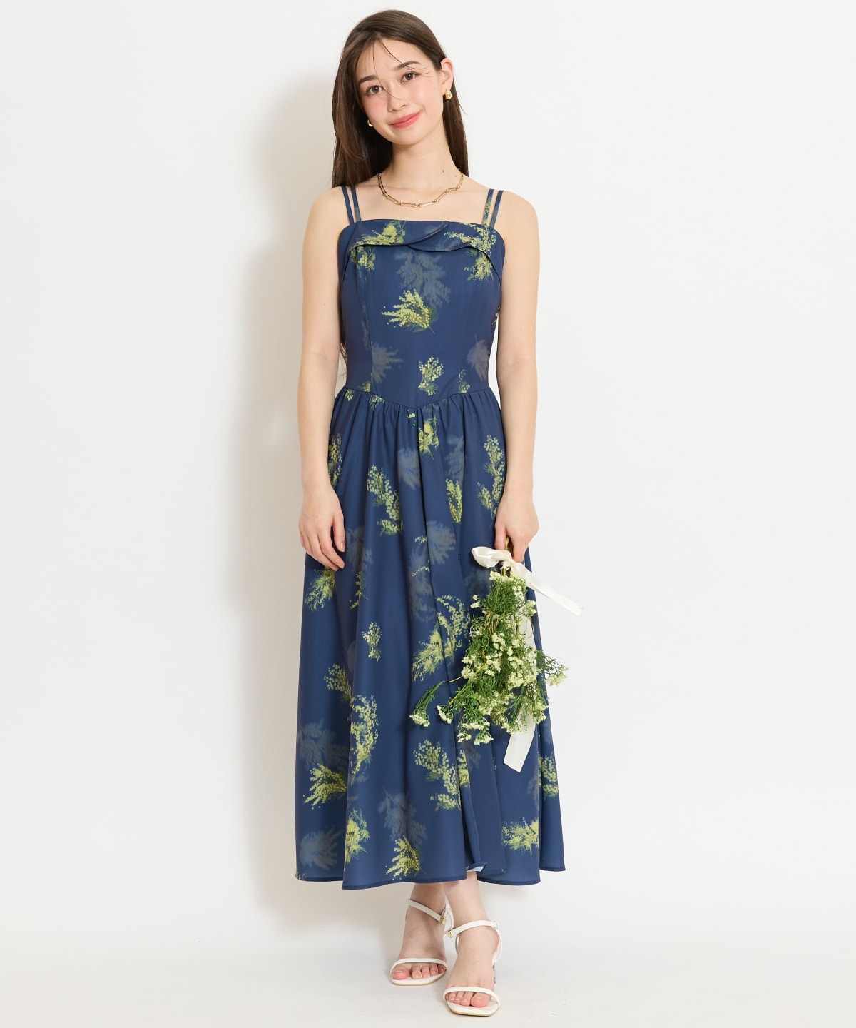 ミモザプリントキャミワンピース