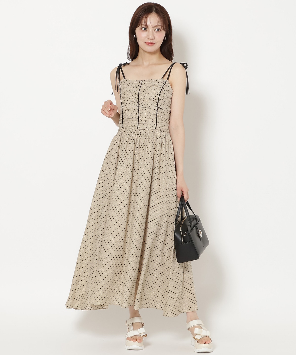 【7/16(thu)10時発売】リボンショルダーギャザーキャミワンピース