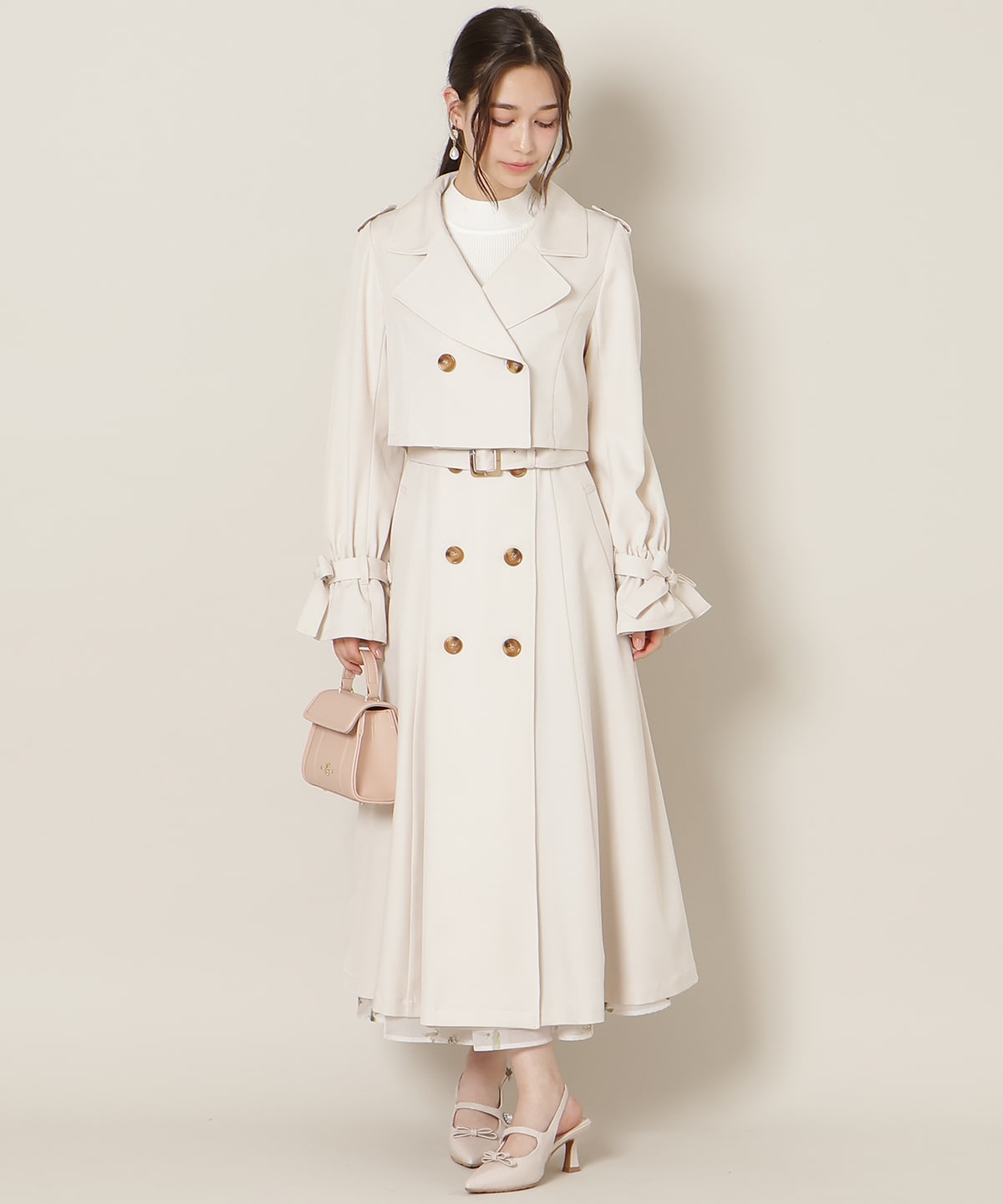 リボンスリーブ3WAYトレンチコート