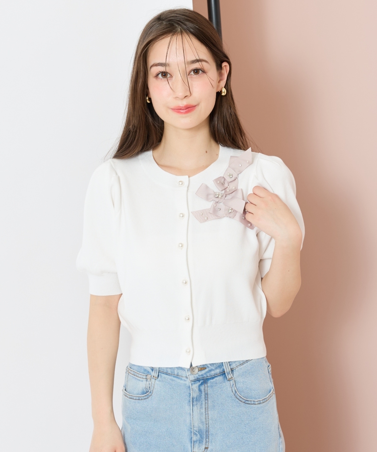 リボンデコレーションカーディガン