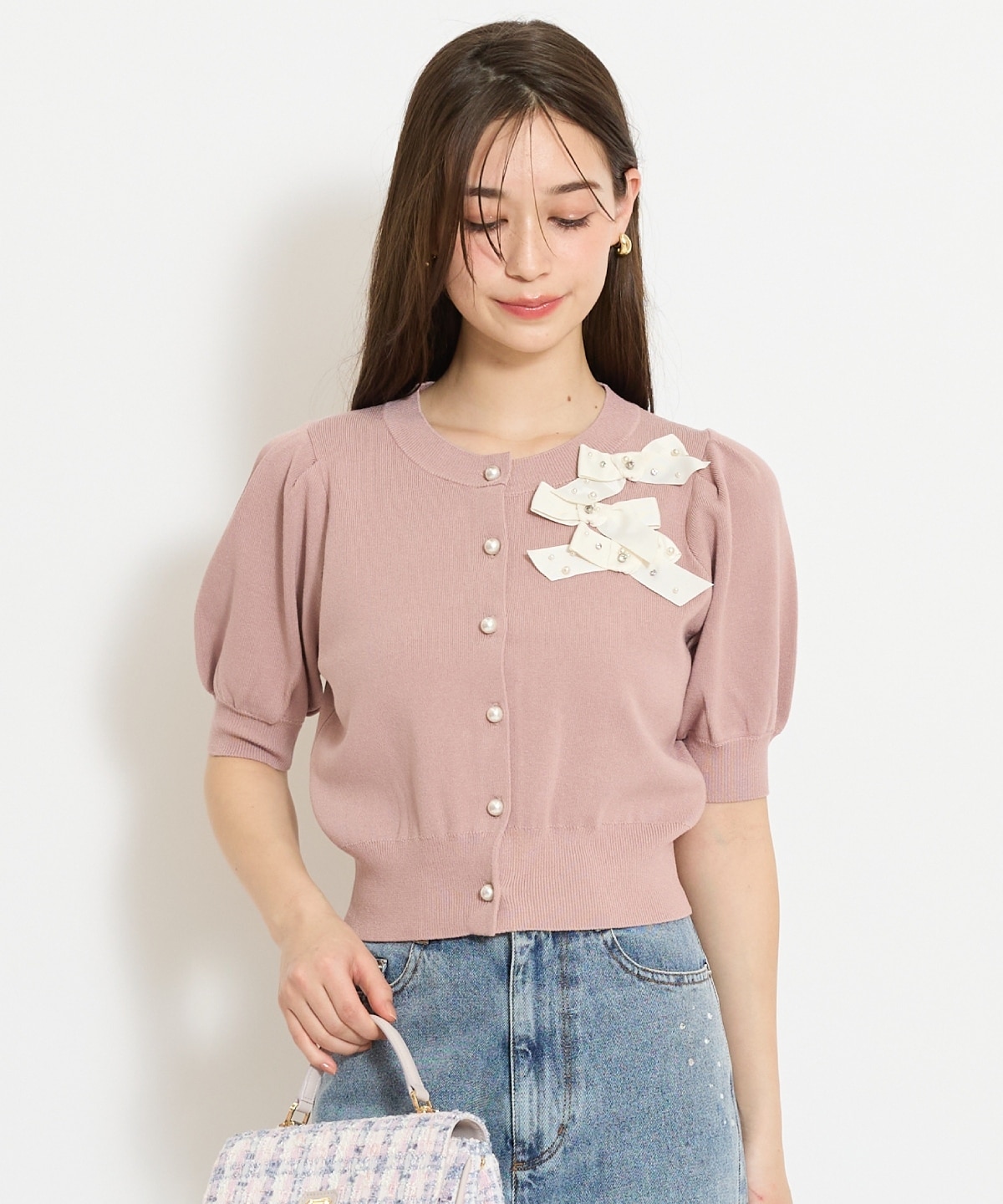 リボンデコレーションカーディガン