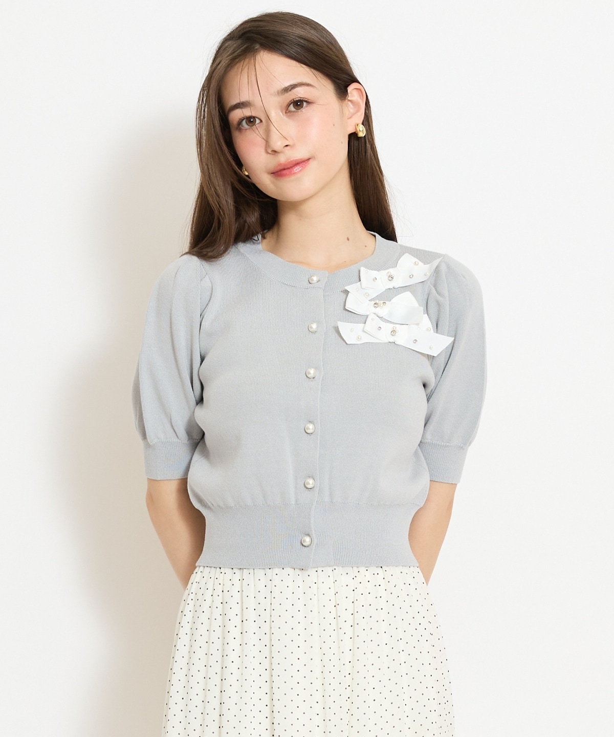 リボンデコレーションカーディガン