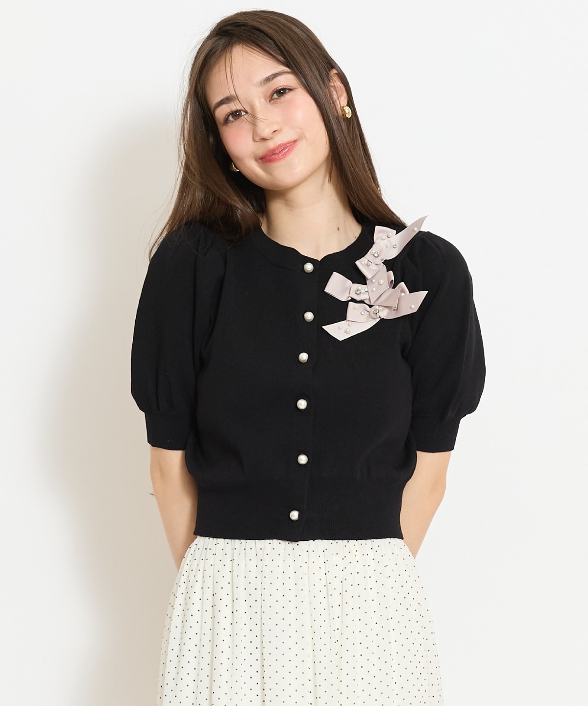 リボンデコレーションカーディガン