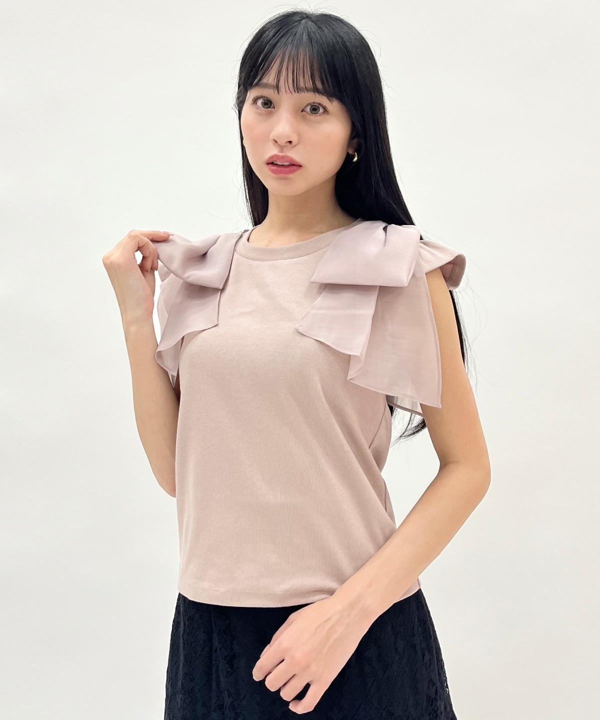 ショルダーリボンカットトップス