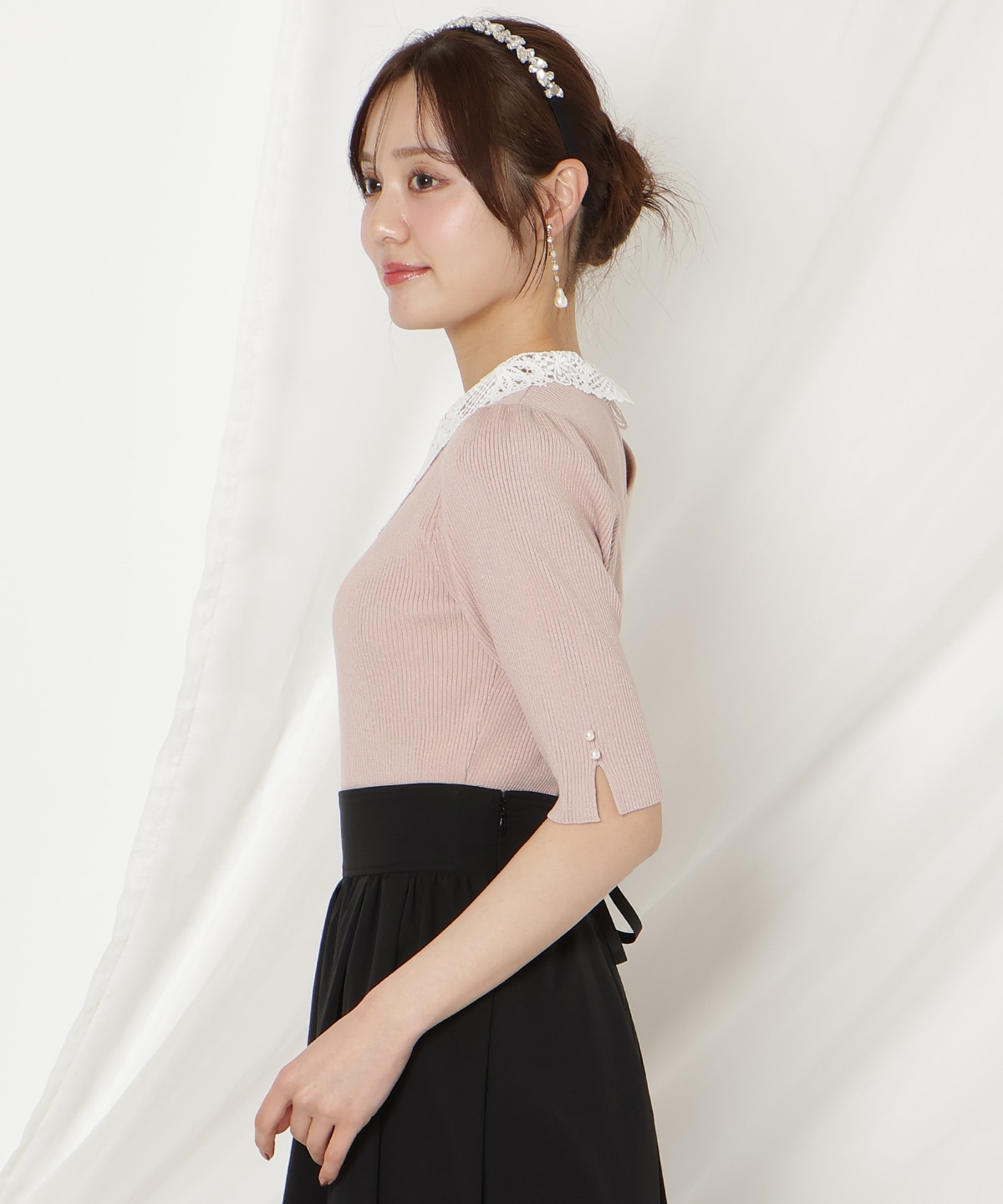 【2/27(fri)発売】リボンレースカラーリブニット