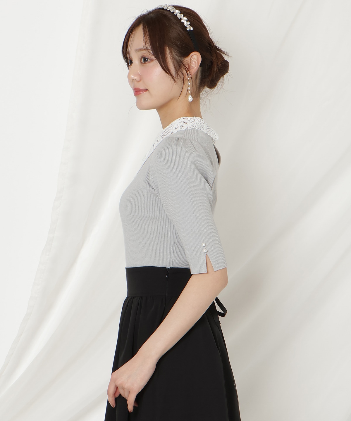 【2/27(fri)発売】リボンレースカラーリブニット