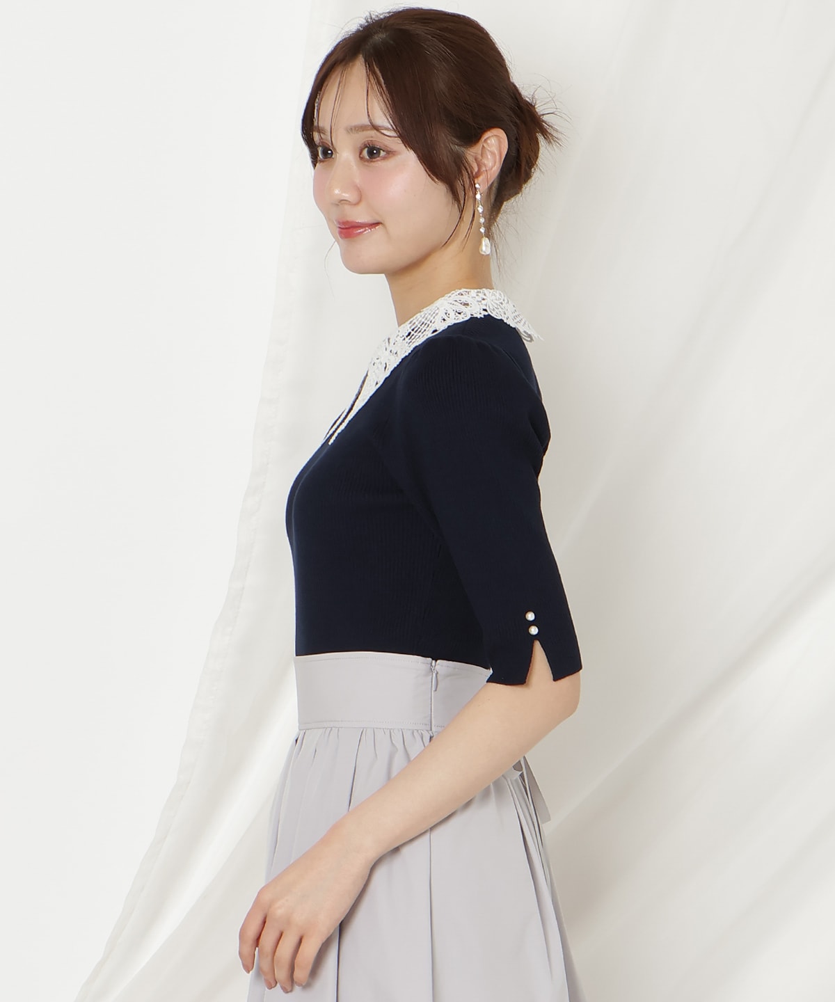 【2/27(fri)発売】リボンレースカラーリブニット