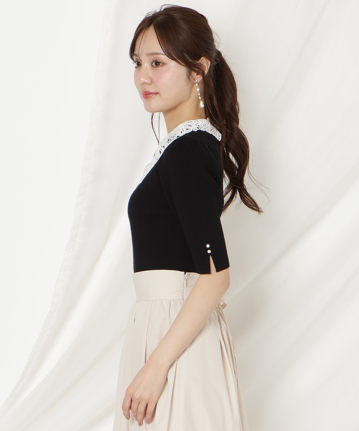 【2/27(fri)発売】リボンレースカラーリブニット