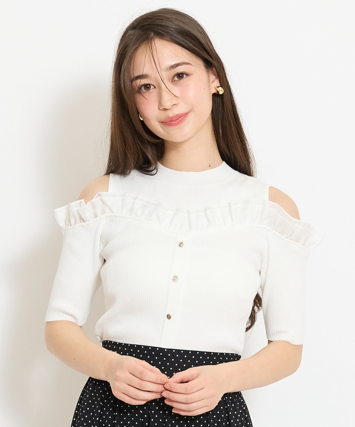 フリルレイヤードリブニット