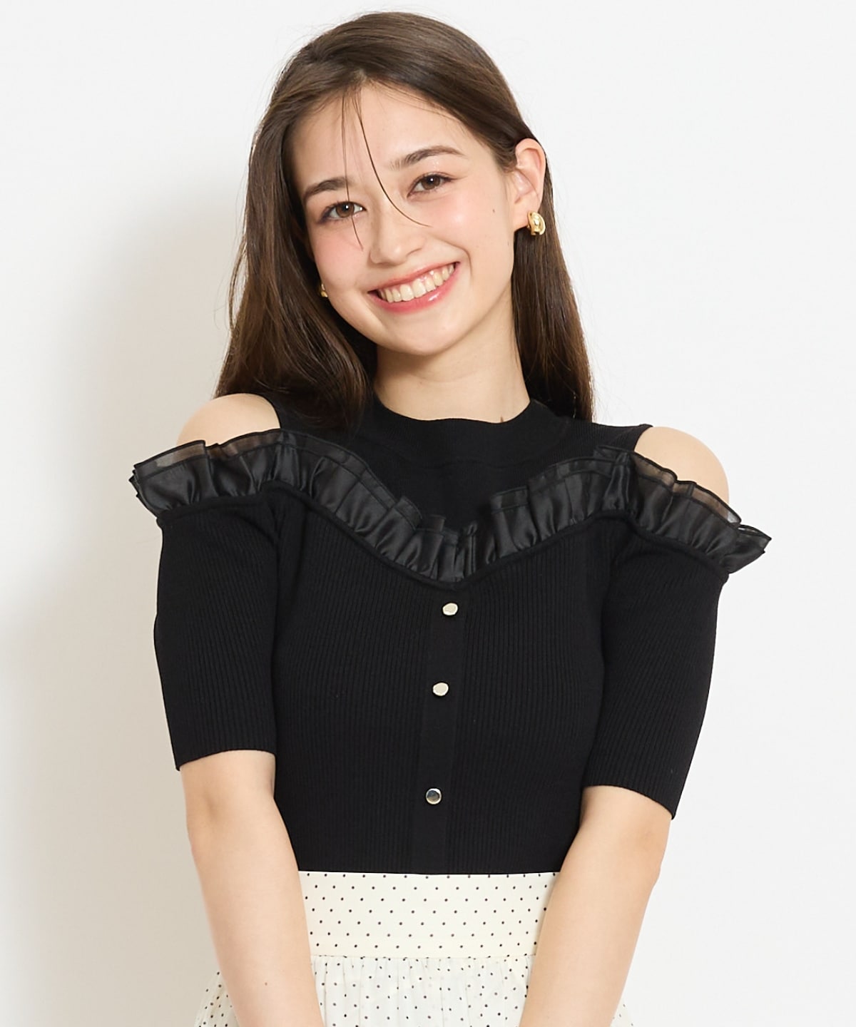 フリルレイヤードリブニット