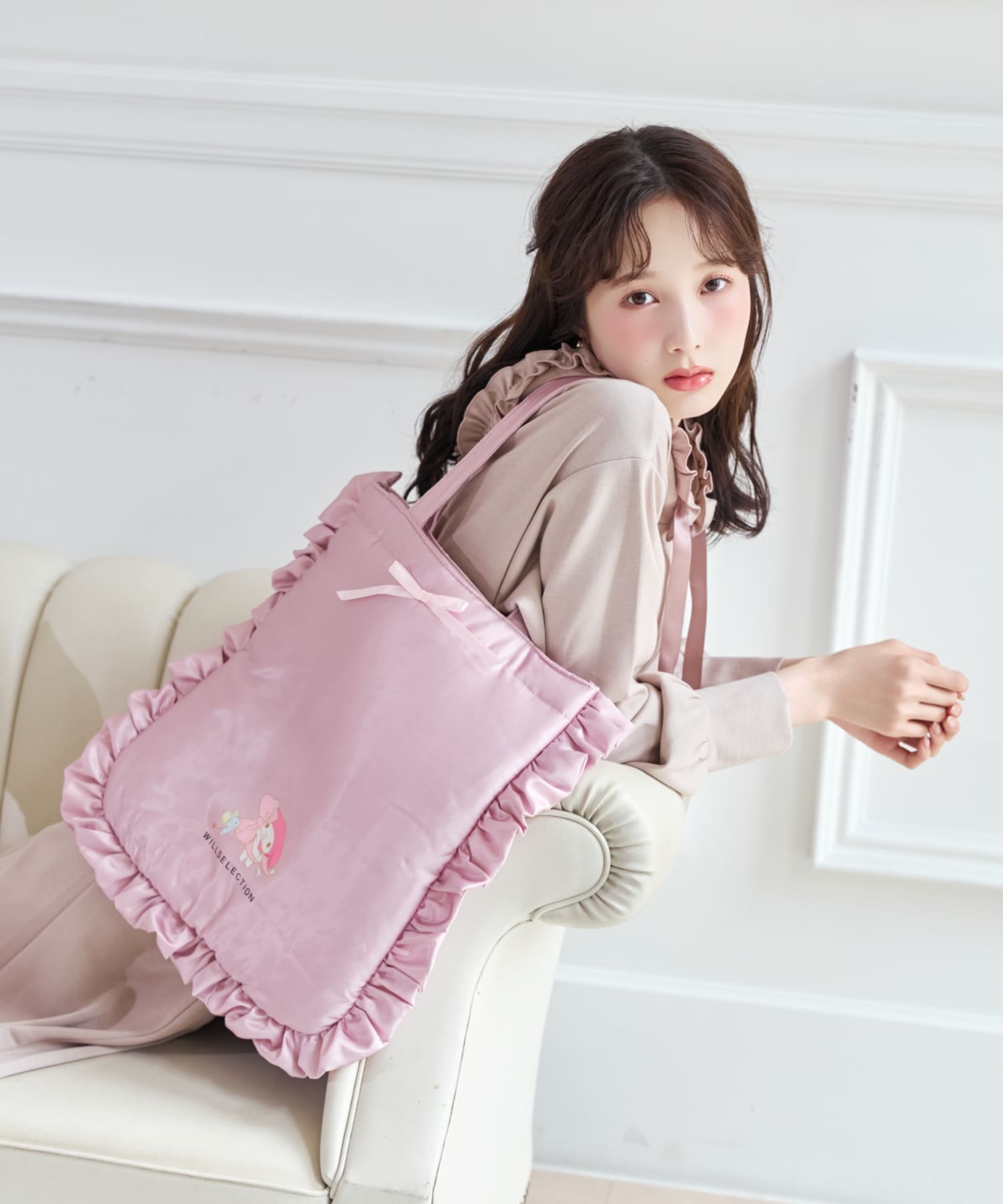 【9/17(thu)10時発売】WILLSELECTION×マイメロディ&クロミ サテンフリルトートバッグ