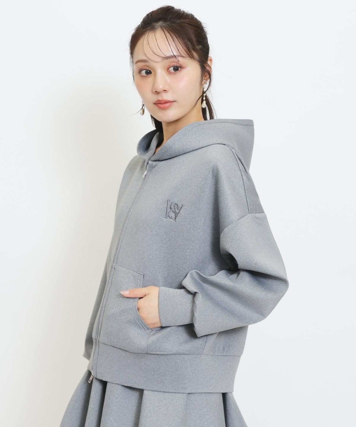 【セットアップ対応】ロゴ刺繍オーバーサイズフーディ