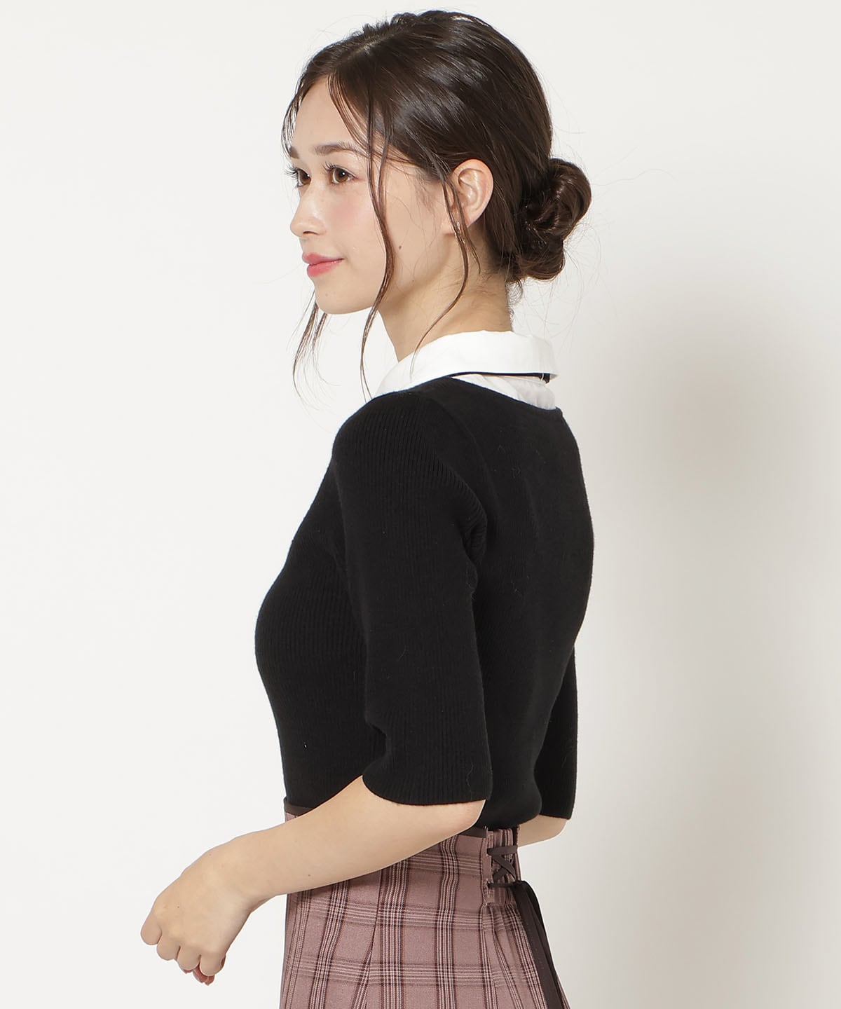 シャツドッキングリブニット