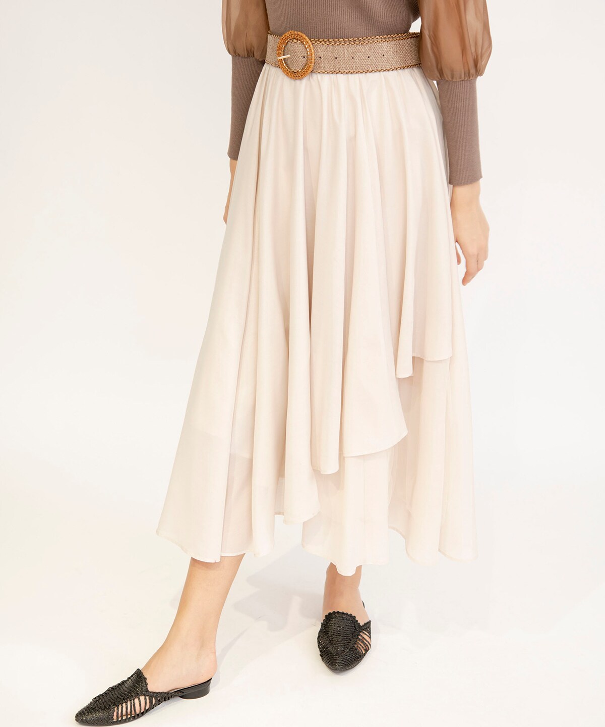 ラメ楊柳チュールフレアスカート M 淡ベージュ And Couture 公式オンラインショップ バーンデストローズ