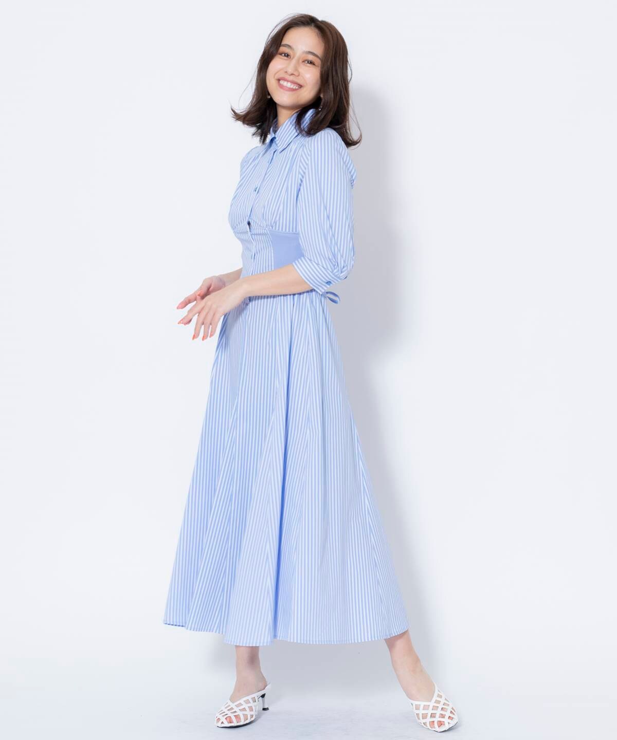 ウエストリブストライプシャツワンピース M パープル系ボーダー ストライプ And Couture 公式オンラインショップ バーンデストローズ