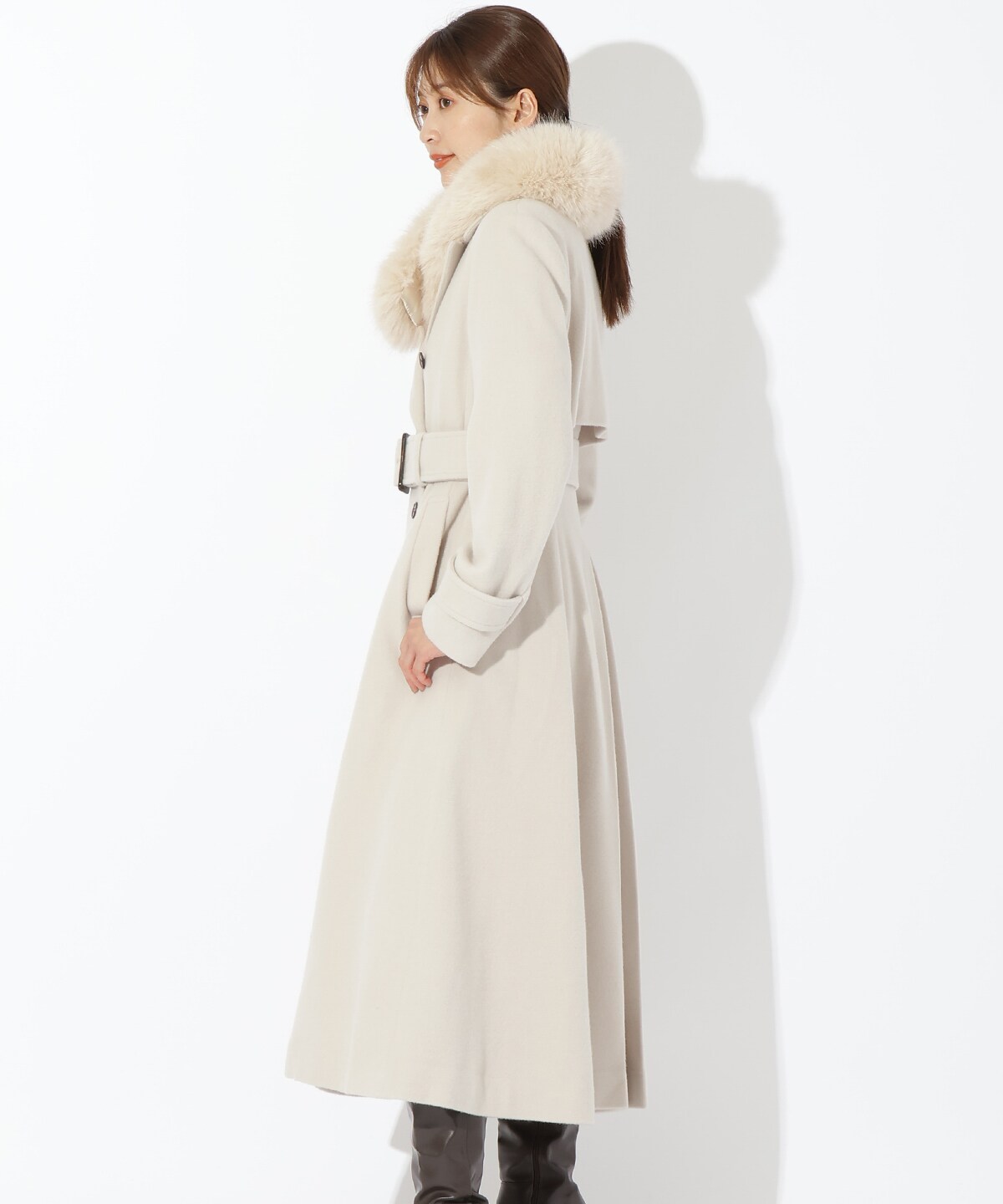 エコファー付きWブレストロングコート(M ベージュ): And Couture