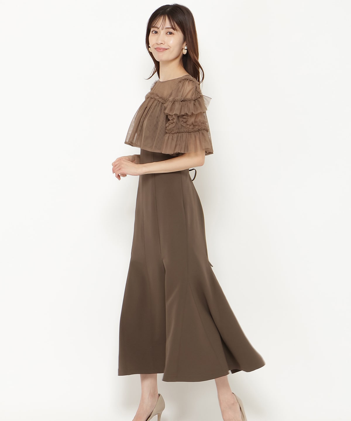 チュールフリルマーメイドドレス