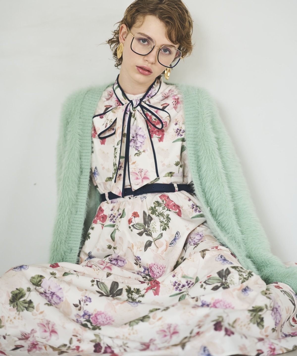 シャギーロングカーデ