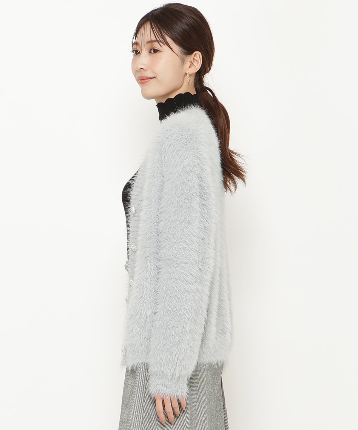 シャギーロングカーデ