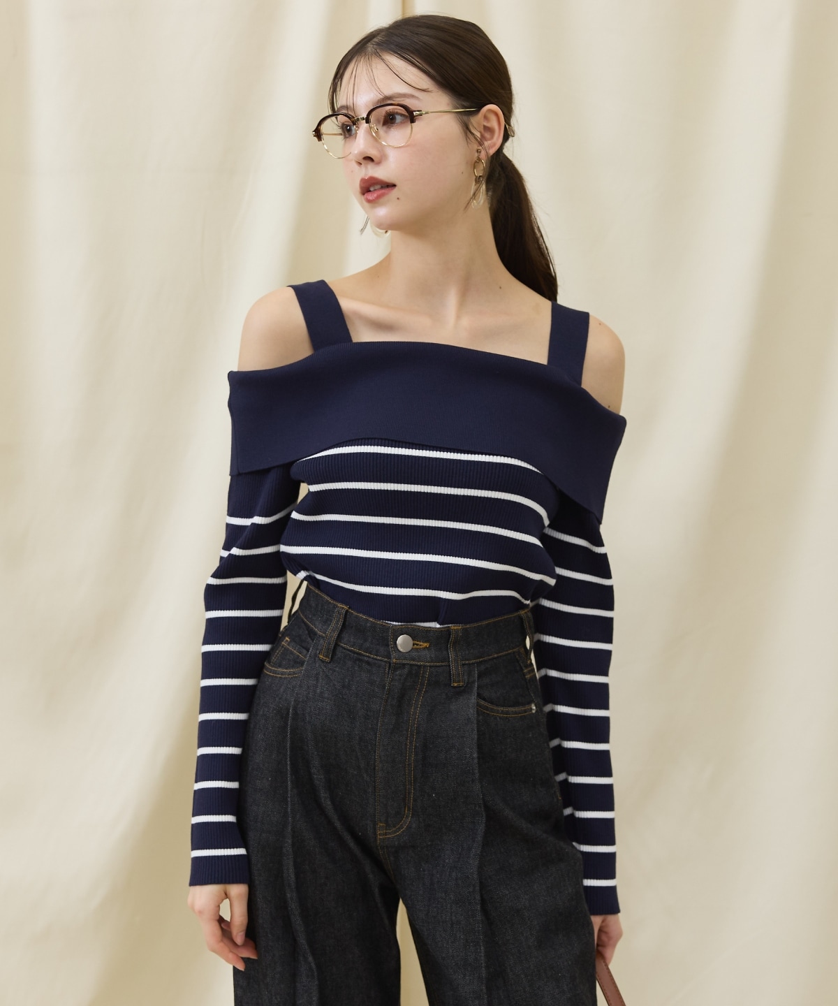 オフショルニットプルオーバー