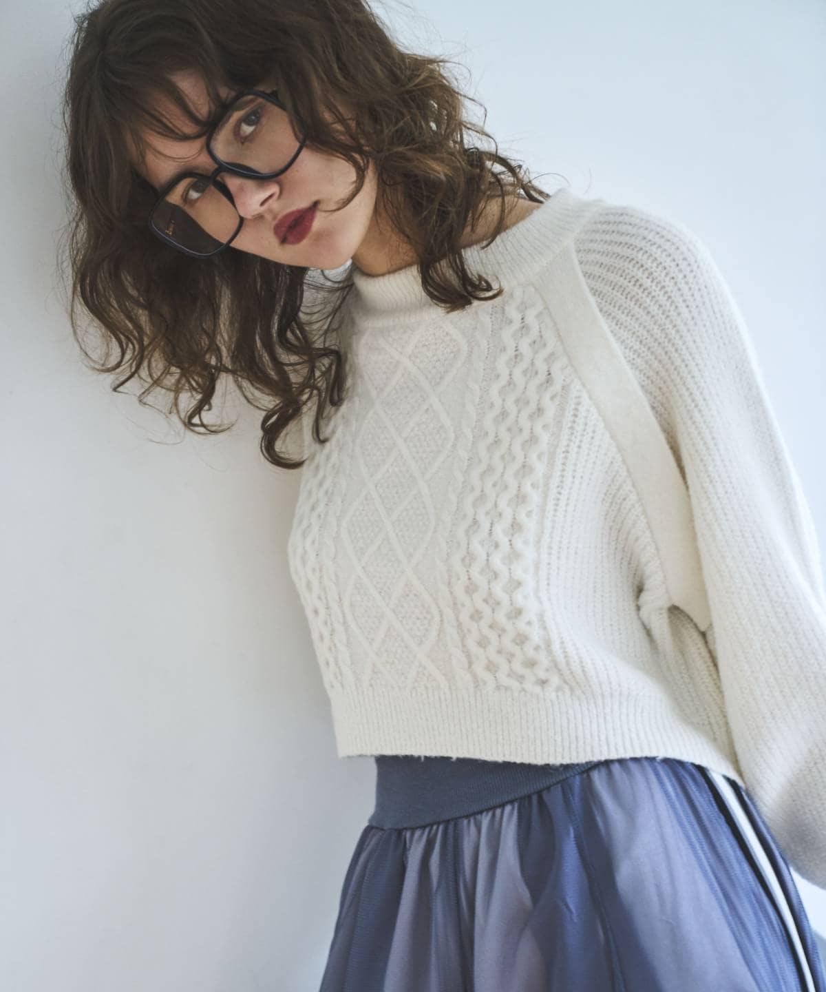 ラメケーブルクロップドプルオーバー