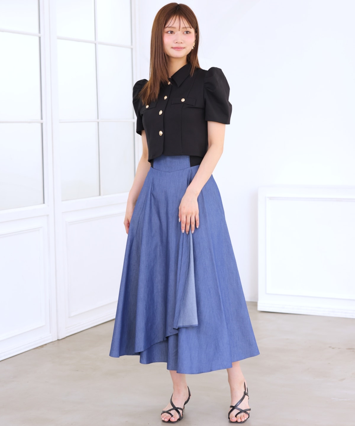 サイドリブシャンブレーデニムスカート