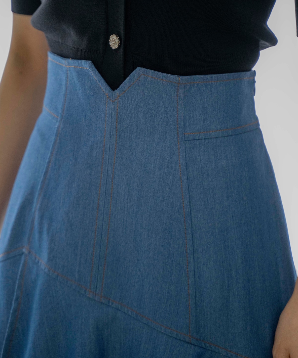 デニムライクレイヤードフリルスカート