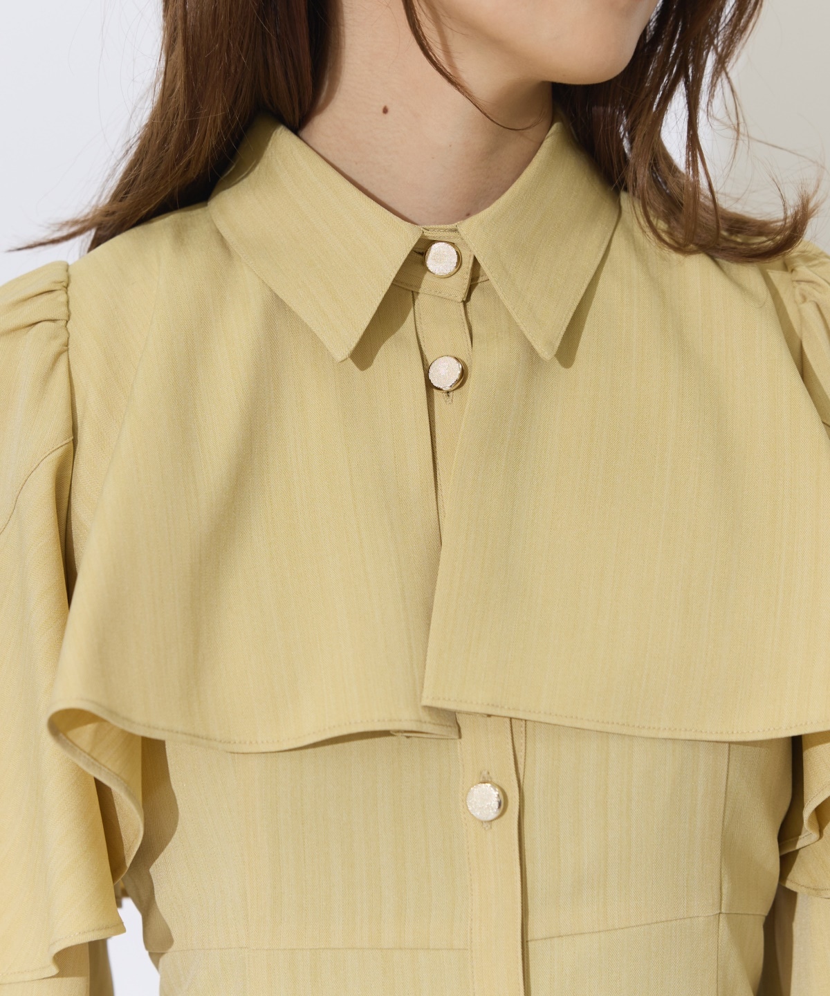 ケープフリルシャツワンピース