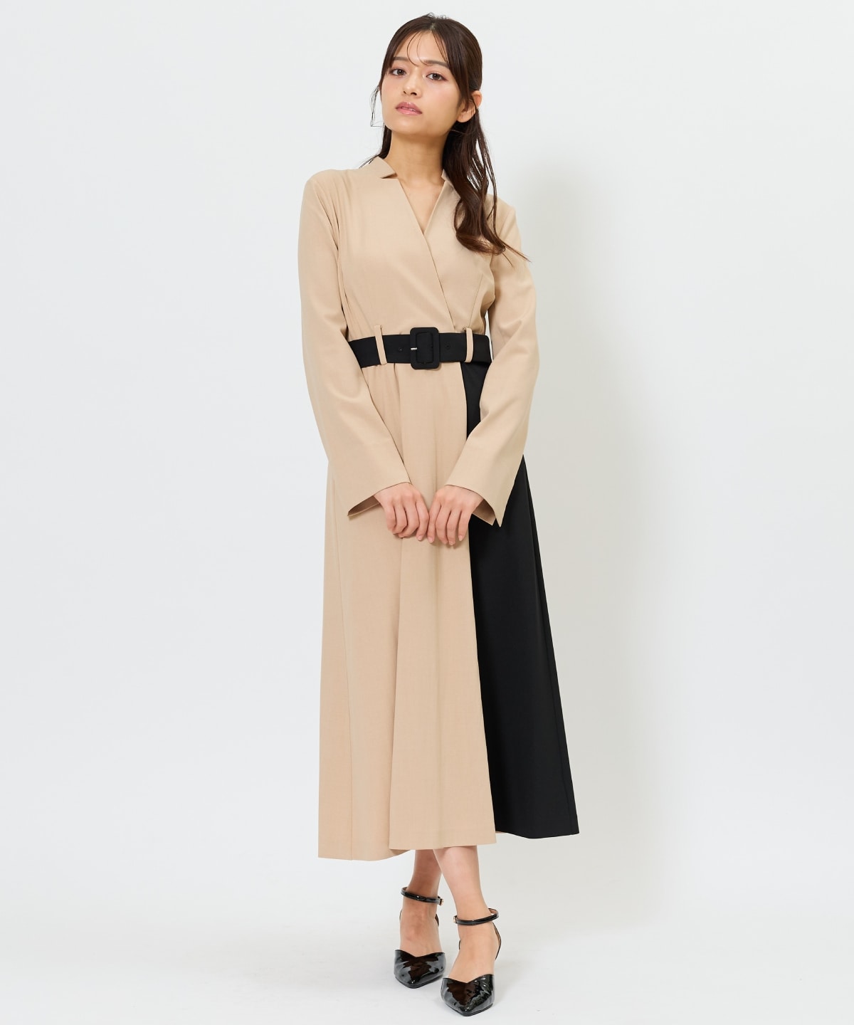 バイカラーカシュクールワンピース