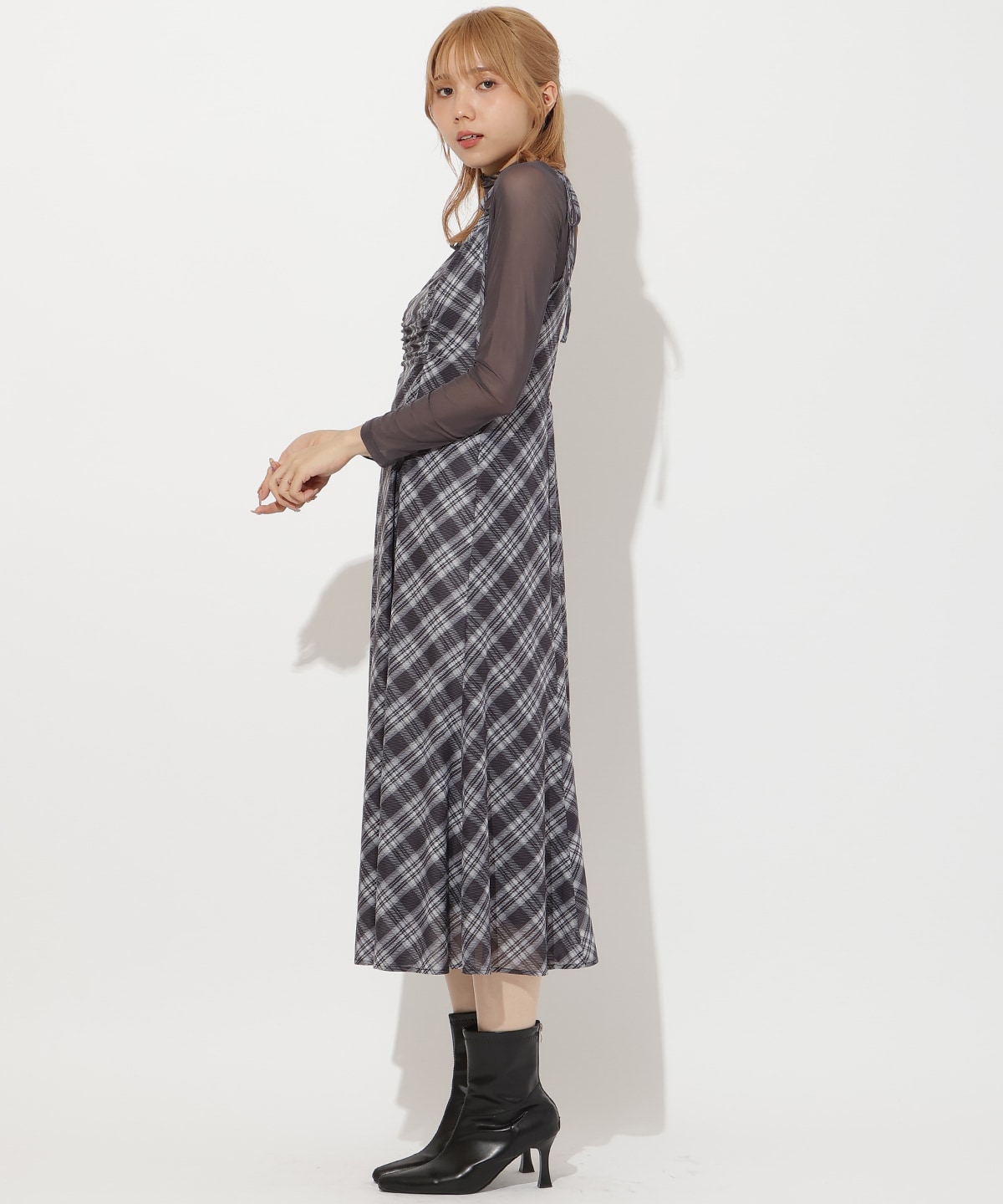 バイヤスチェックキャミワンピース