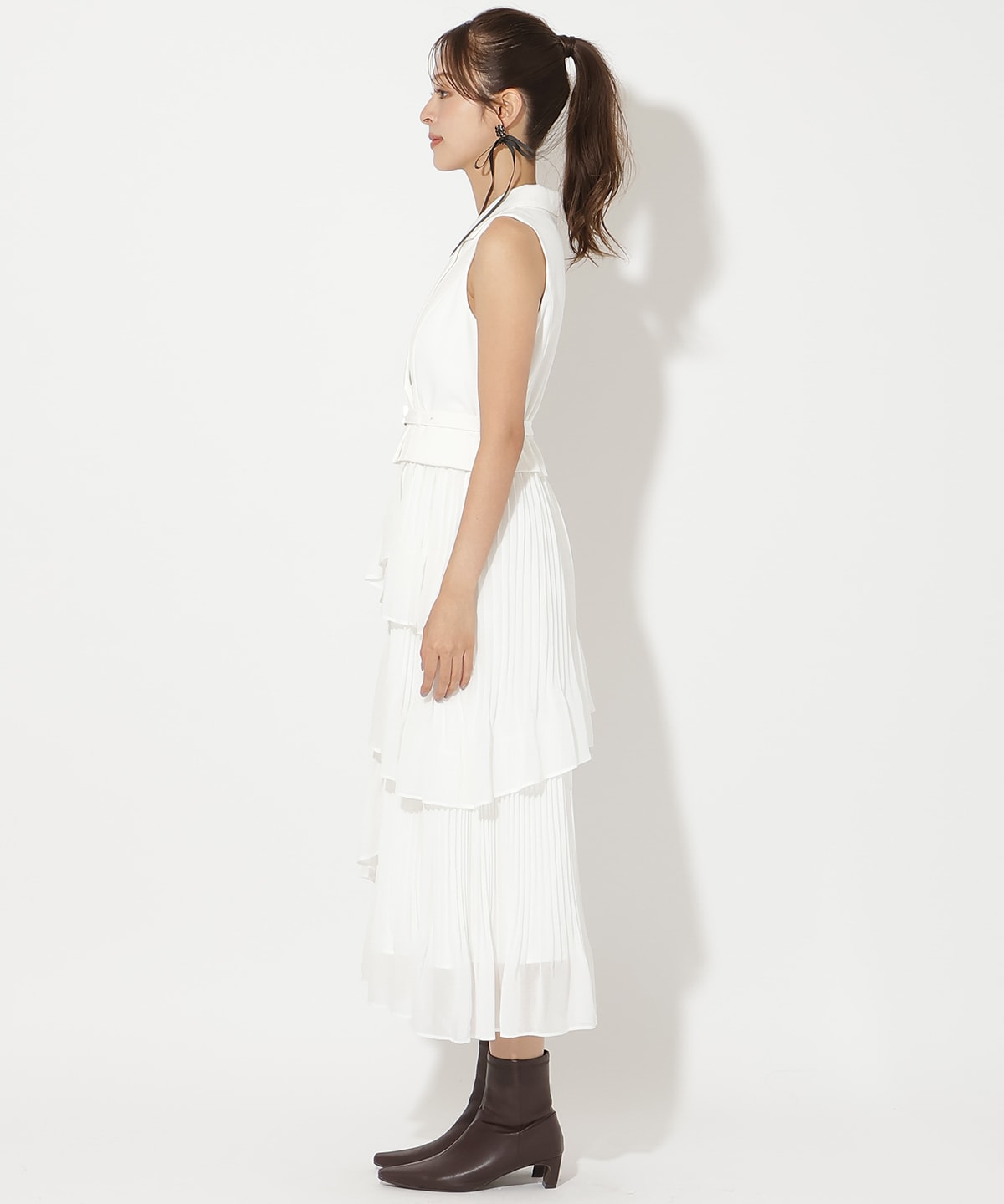 ベストレイヤードプリーツワンピース