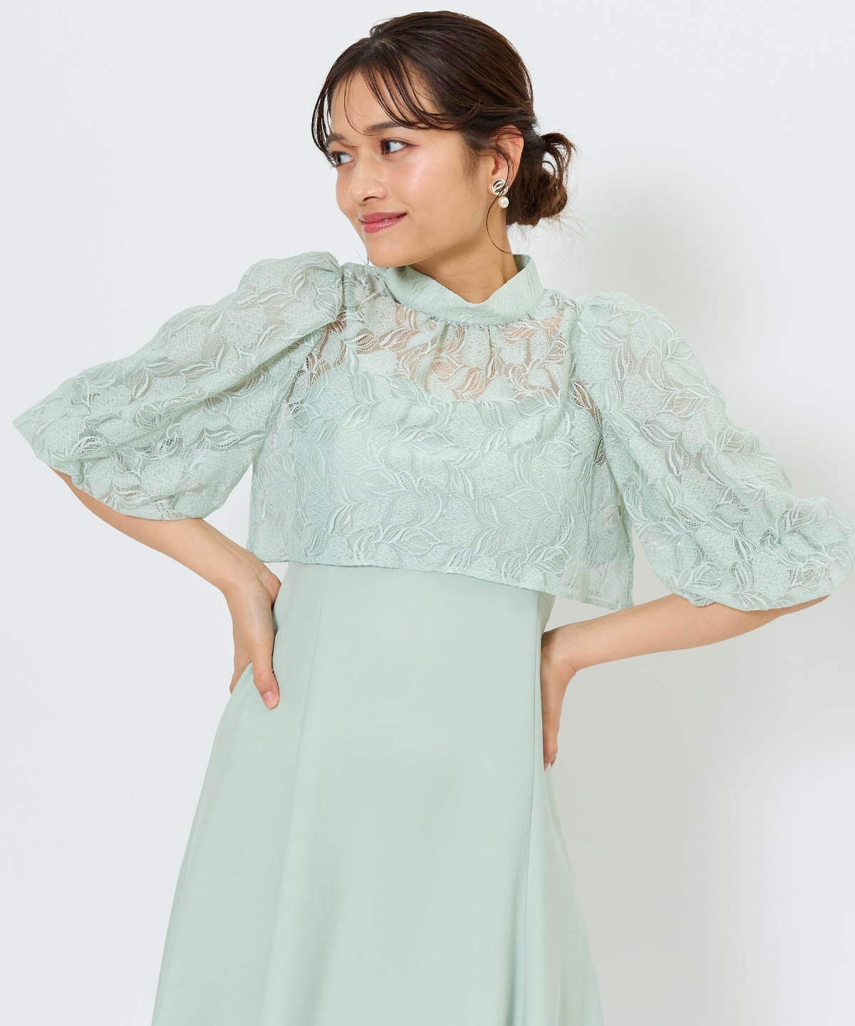 リーフレースレイヤードレス